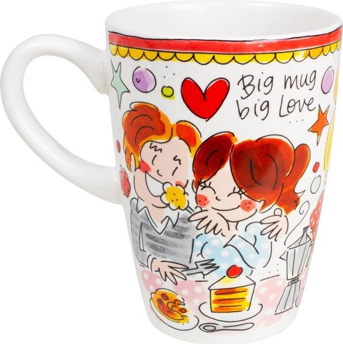 Blond Amsterdam Even Bijkletsen Beker XL 500 Ml - Rode Rand 5 Blond Amsterdam Even Bijkletsen Beker XL 500 Ml - Rode Rand - Afbeelding 3