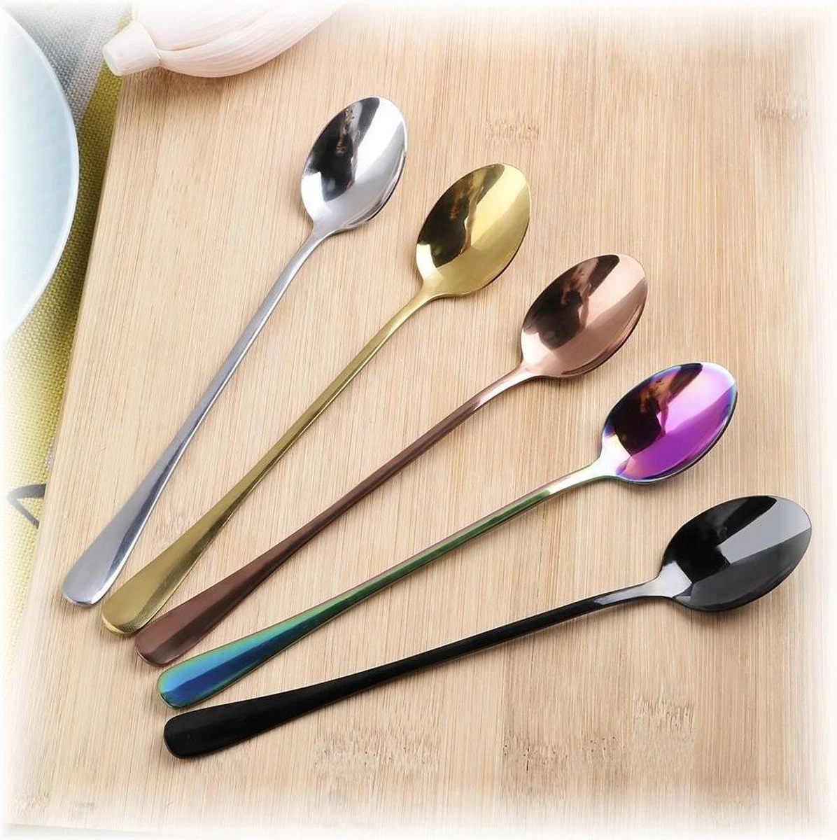 Fako Bijoux® - 6 Lange Lepels - Latte Macchiato - Longdrink - Cocktail - Dessert - IJs - Koffie - Goud - 6 Stuks - Bewaarzakje 5 Fako Bijoux® - 6 Lange Lepels - Latte Macchiato - Longdrink - Cocktail - Dessert - IJs - Koffie - Goud - 6 Stuks - Bewaarzakje - Afbeelding 3