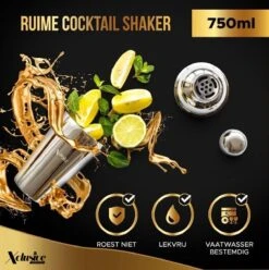 Xclusive-lifestyle® Luxe Cocktail Set - 16-Delige Cocktailset - Cocktail Shaker - 750ml - Robuuste Bamboe Houder - Nederlandstalig Receptboekje En RVS Cocktailrietjes - Luxe Cadeauverpakking - Een Uniek Kado -Skimask 1197x1200 8