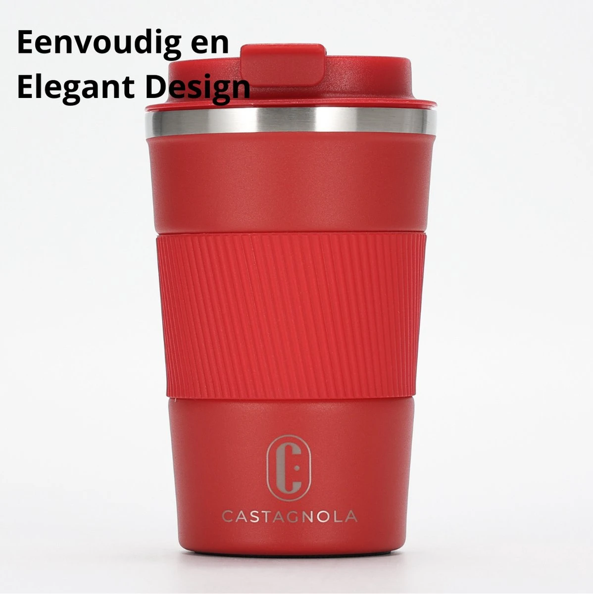 Castagnola Design RVS Koffiebeker To Go - Rood - 380ml - Thermosbeker - Theebeker 4 Castagnola Design RVS Koffiebeker To Go - Rood - 380ml - Thermosbeker - Theebeker - Afbeelding 2