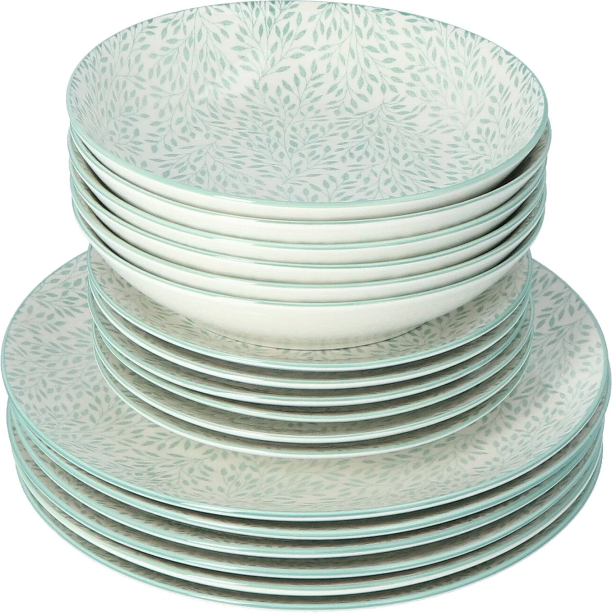 4goodz Jasmijn Groen 18-delig Servies Porselein 6 Persoons 10 4goodz Jasmijn Groen 18-delig Servies Porselein 6 Persoons - Afbeelding 8