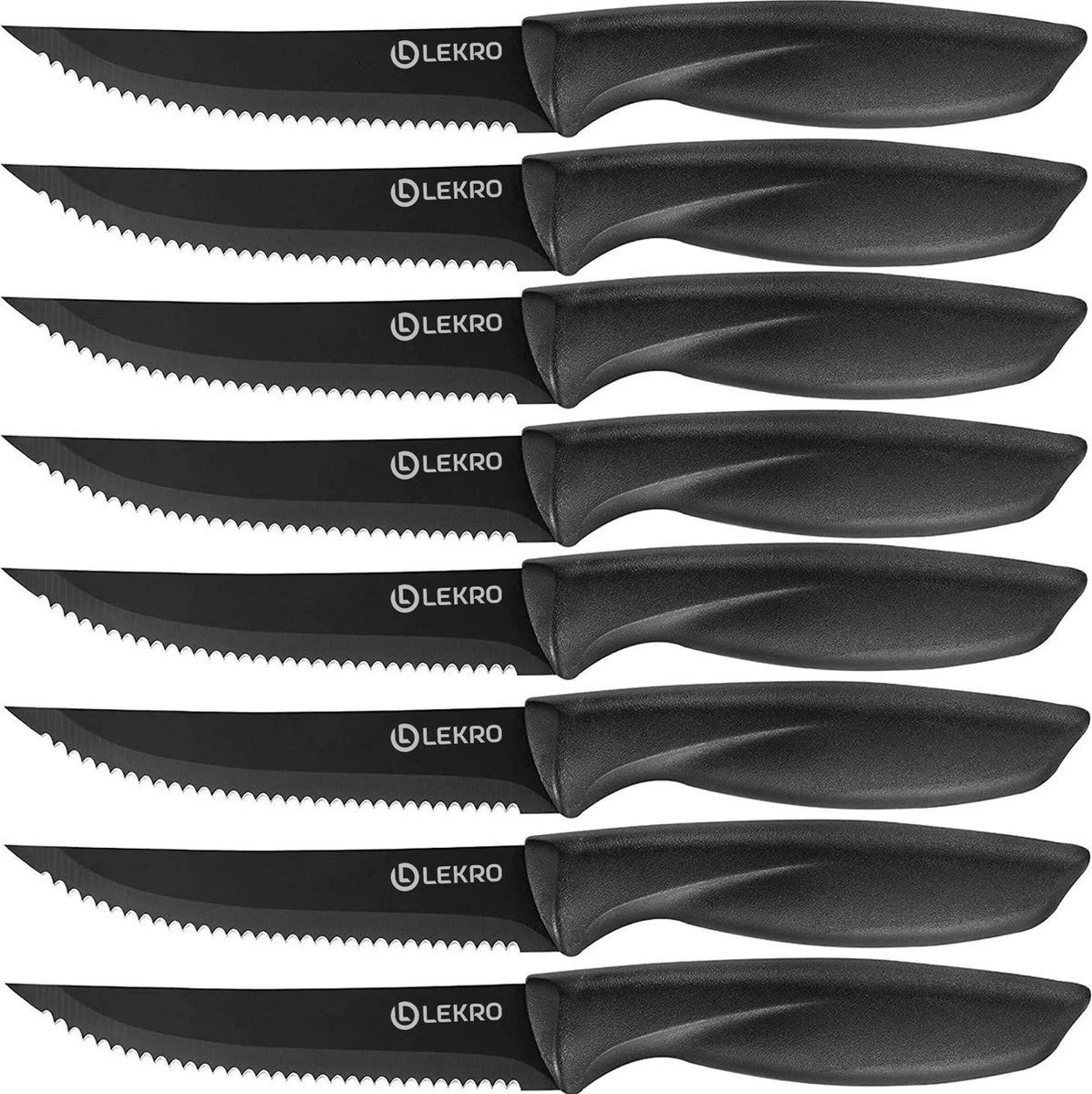 Lekro Steakmessen – 8-delige Steakmessenset – Vaatwasserbestendig - RVS - Zwart 3 Lekro Steakmessen – 8-delige Steakmessenset – Vaatwasserbestendig - RVS - Zwart