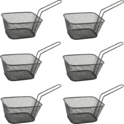 Merkloos 6x Stuks Zwarte Patat/snack Serveermandjes/frietmandjes 14 Cm - Tafeldecoratie - Patat/snack Serveren In Een Mandje