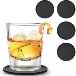 Eldur Onderzetters Met Houder Zwart (4 Stuks) - Onderzetter Glazen - Onderzetters Siliconen - Onderzettersset - Hittebestendig - Zwart - Set Van 4 -Skimask 1198x1200 63