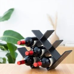 Navaris Bamboe Wijnrek 8 Sleuven - Houten Wijnstandaard Voor Het Organiseren En Bewaren Van Flessen - Zwart -Skimask 1199x1200 10
