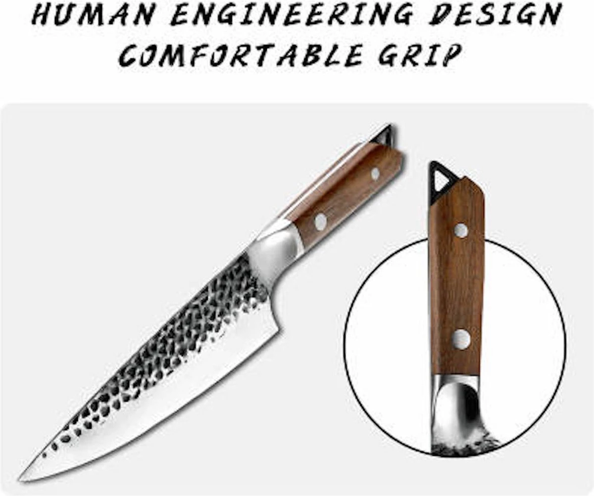 Koks Mes - Slagersmes - Handmade - Chef Knife - BBQ - Mes - Mannen - Koken - Carbon Staal - Stoer - Handgemaakt - Koksmes - CADEAU TIP! 6 Koks Mes - Slagersmes - Handmade - Chef Knife - BBQ - Mes - Mannen - Koken - Carbon Staal - Stoer - Handgemaakt - Koksmes - CADEAU TIP! - Afbeelding 4