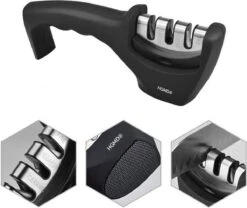 HGMD® Luxe Messenslijper - 3 Standen - Zwart - Antislip - Scharenslijper - Messen Slijper - Knife Sharpener -Skimask 1200x1009