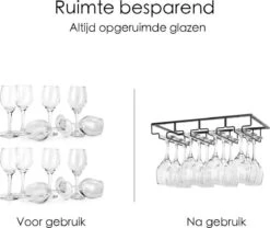 Merkloos Ophangrek Wijnglazen - Wijnrek - Ophangrek - Glazenrek - Wijn Glas Rek - Wijnglas Houder - Wijnglazenhouder - Wijnglazen Organizer - Glasophangrek - Wijnglas Rek - Bar, Keuk - Zwart -Skimask 1200x1010 1
