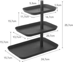 Yamazaki Serveer Plateau Etagere Tower - Zwart - 3 Niveaus -Skimask 1200x1015 6