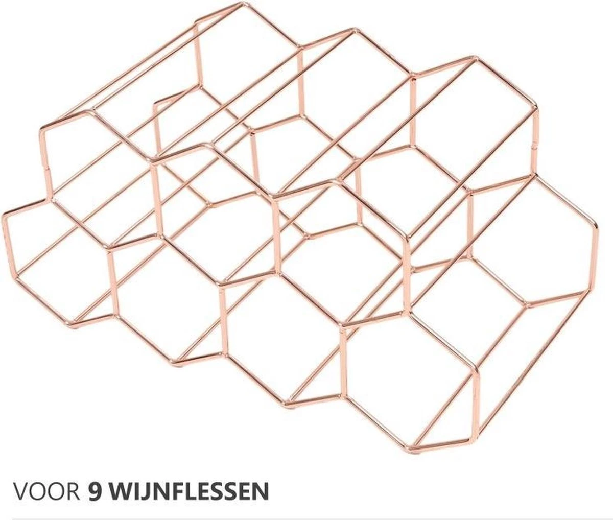 Wijnrek Hexagon 9 Flessen | Flessenrek | Wijn Accessoires | Wijnkast | Wijnrek Metaal | Wijnrekken | Wijnfleshouder | Wijnhouder | Rosé Goud 7 Wijnrek Hexagon 9 Flessen | Flessenrek | Wijn Accessoires | Wijnkast | Wijnrek Metaal | Wijnrekken | Wijnfleshouder | Wijnhouder | Rosé Goud - Afbeelding 5