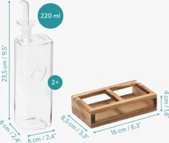 Navaris Set Van Oliefles En Azijnfles - Twee Navulbare Flesjes Met Schenktuit - Glazen Flessen Met Dispenser Voor Azijn En Olie - In Houten Houder -Skimask 1200x1020 12