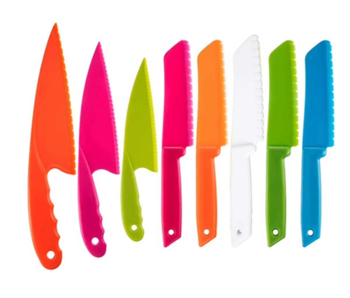 Jawes- Kindermessen- 8stuks- Diverse Kleuren- Messenset- Kindermes- Veiligheidsmessen