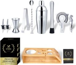 Sybra Cocktailset - 10 Delig - Cocktail Shaker - Cocktail Boek - Cocktail Set - Roestvrijstaal - Geschenkverpakking -Skimask 1200x1031 3