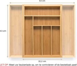 Budu Uitschuifbare Bamboe Bestekbak #43 (43 Cm Diep) - Bestekcassette Hout - Besteklade - 43 X 32,2 - 53 Cm - 6/8 Vakken -Skimask 1200x1036 4