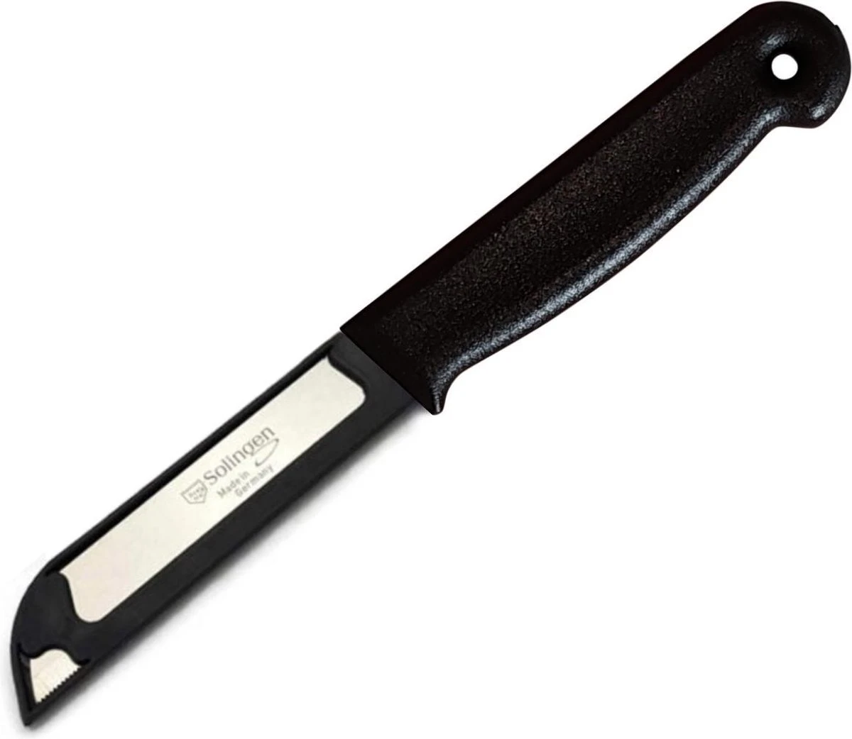 Solingen Kartelmes - Tomatenmes Met Kartel - RVS - 18,5 Cm Met "Blade Cover" - Zwart - 10 Stuks 4 Solingen Kartelmes - Tomatenmes Met Kartel - RVS - 18,5 Cm Met "Blade Cover" - Zwart - 10 Stuks - Afbeelding 2