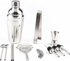 Merkloos Cocktail Set - Cocktail Shaker Set - 13-delige Cocktailset - Cocktail Shaker - Cocktail Maatbeker - Jigger - Houten Standaard - Zeef - Roerstaaf - Drinkrietjes - Schenktuit - Flessenstop - Flesopener - IJstang - RVS - Cadeau - Vaderdag -Skimask 1200x1044 4