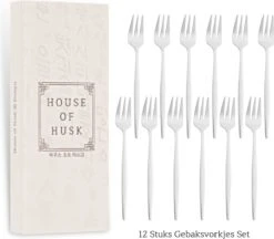 House Of Husk® Zilveren Gebaksvorkjes - Dessertvorken - Taartvorkjes - Cocktailvorken - Klein Vorkjes - 12 Stuks - RVS - 14cm -Skimask 1200x1048 4