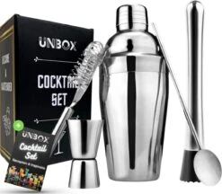 UNBOX Cocktail Set - Cocktail Shaker Set - Incl. Luxe Cadeauverpakking & Nederlandstalig Recepten E-Book