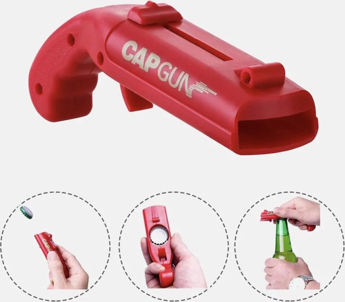 Bierdop Schieter - Dopjes Schieter - Dopjes Pistool - Bieropener - Flesopener - Uniek Cadeau - Bier Cadeau - Cap Gun 2.0 - Rode Kleur 6 Bierdop Schieter - Dopjes Schieter - Dopjes Pistool - Bieropener - Flesopener - Uniek Cadeau - Bier Cadeau - Cap Gun 2.0 - Rode Kleur - Afbeelding 4