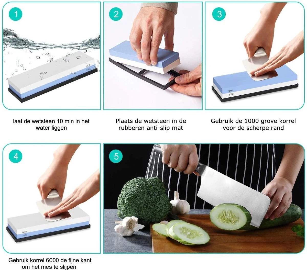 Perow Wetsteen Messenslijper - Slijpsteen - Luxe Wetsteen - Korrel 1000/6000 5 Perow Wetsteen Messenslijper - Slijpsteen - Luxe Wetsteen - Korrel 1000/6000 - Afbeelding 3