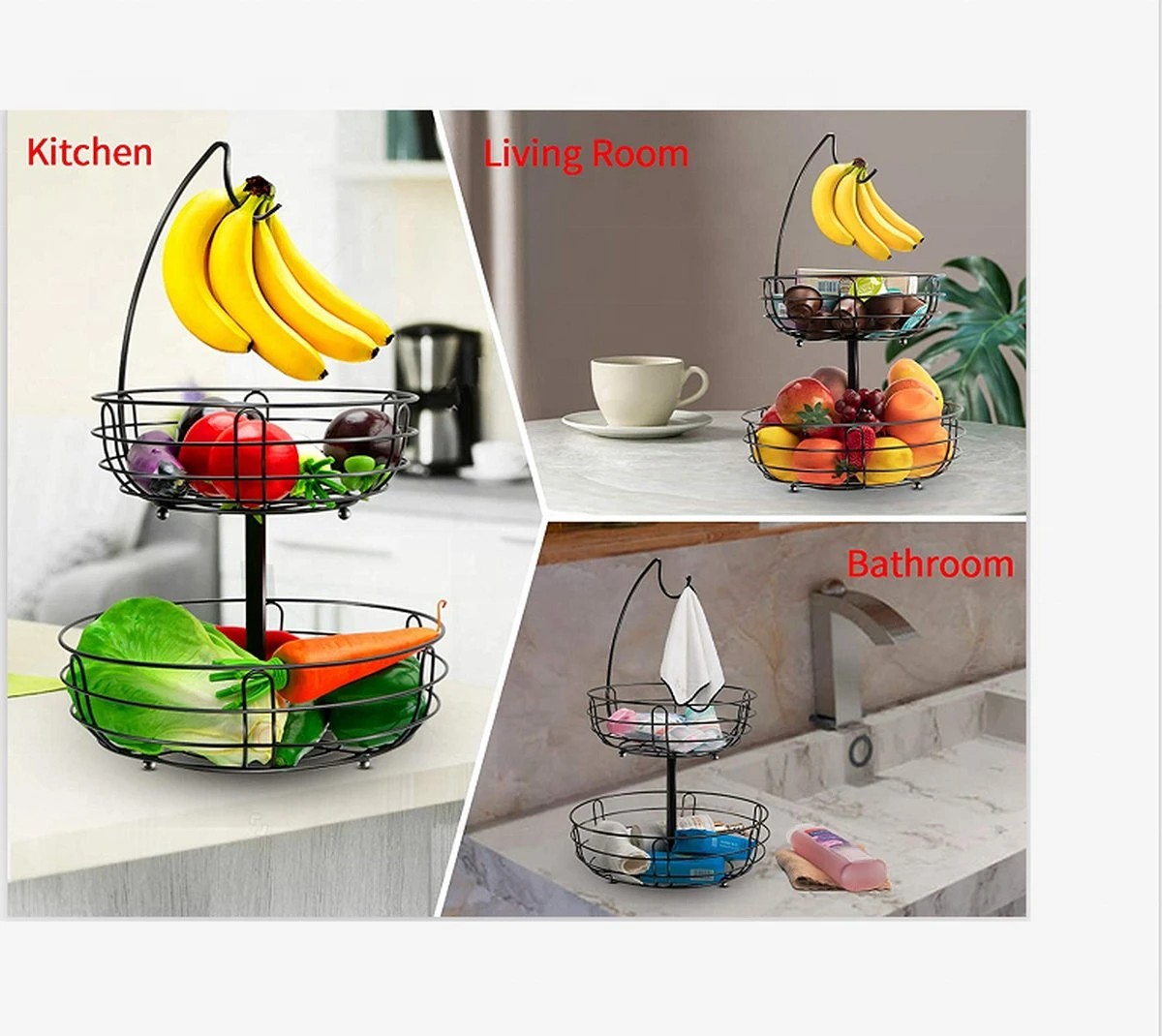 Fruitmand Met Bananenhanger - Fruitschaal - Fruitmand Hangend - Opbergmand - Fruitmand Met Banaanhouder - Fruitschalen - Fruitmanden - 2 Lagen - Valentijn 8 Fruitmand Met Bananenhanger - Fruitschaal - Fruitmand Hangend - Opbergmand - Fruitmand Met Banaanhouder - Fruitschalen - Fruitmanden - 2 Lagen - Valentijn - Afbeelding 6