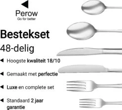 Perow 8 Persoons Bestekset - 48 Delig - 18/10 Edelstaal - Lepels, Messen, Vorken & Steakmessen - Vaatwasser Bestendig - Zilver 12 Perow 8 Persoons Bestekset - 48 Delig - 18/10 Edelstaal - Lepels, Messen, Vorken & Steakmessen - Vaatwasser Bestendig - Zilver -Skimask 1200x1073 1