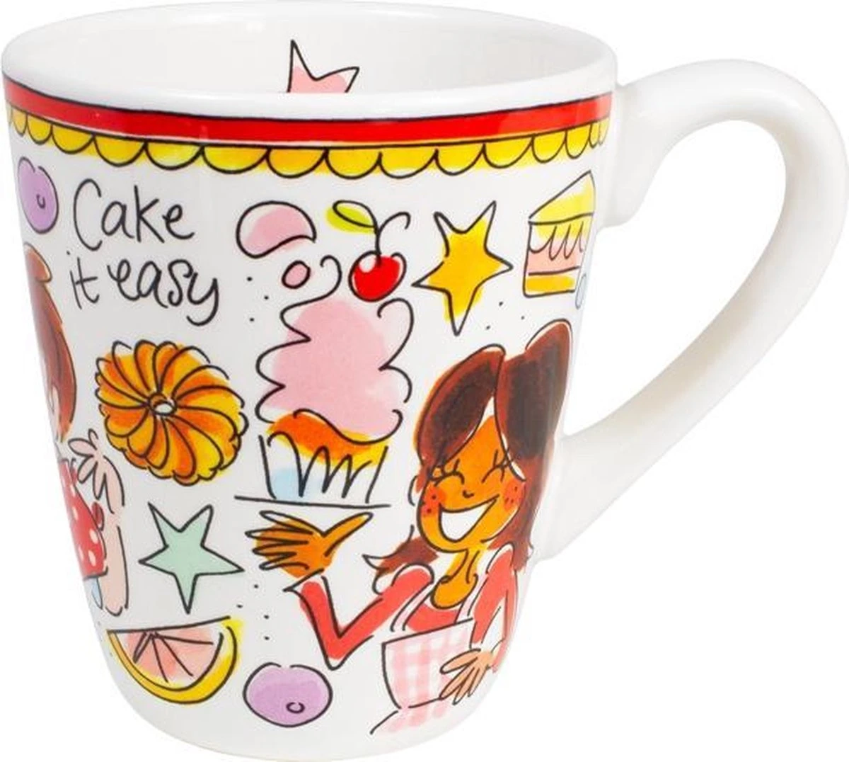 Blond Amsterdam Even Bijkletsen Mok 350 Ml - Rode Rand 3 Blond Amsterdam Even Bijkletsen Mok 350 Ml - Rode Rand