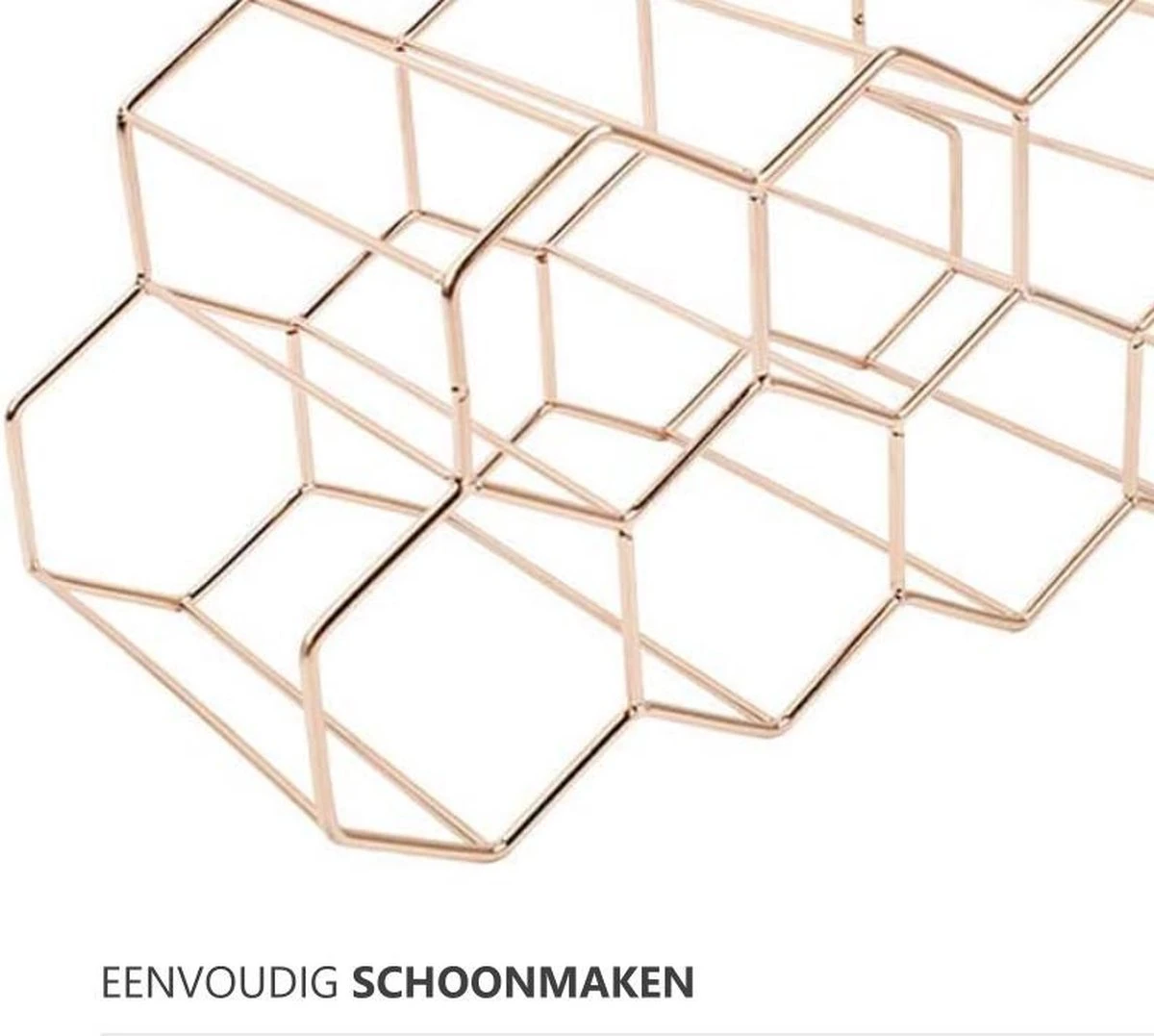 Wijnrek Hexagon 9 Flessen | Flessenrek | Wijn Accessoires | Wijnkast | Wijnrek Metaal | Wijnrekken | Wijnfleshouder | Wijnhouder | Rosé Goud 10 Wijnrek Hexagon 9 Flessen | Flessenrek | Wijn Accessoires | Wijnkast | Wijnrek Metaal | Wijnrekken | Wijnfleshouder | Wijnhouder | Rosé Goud - Afbeelding 8