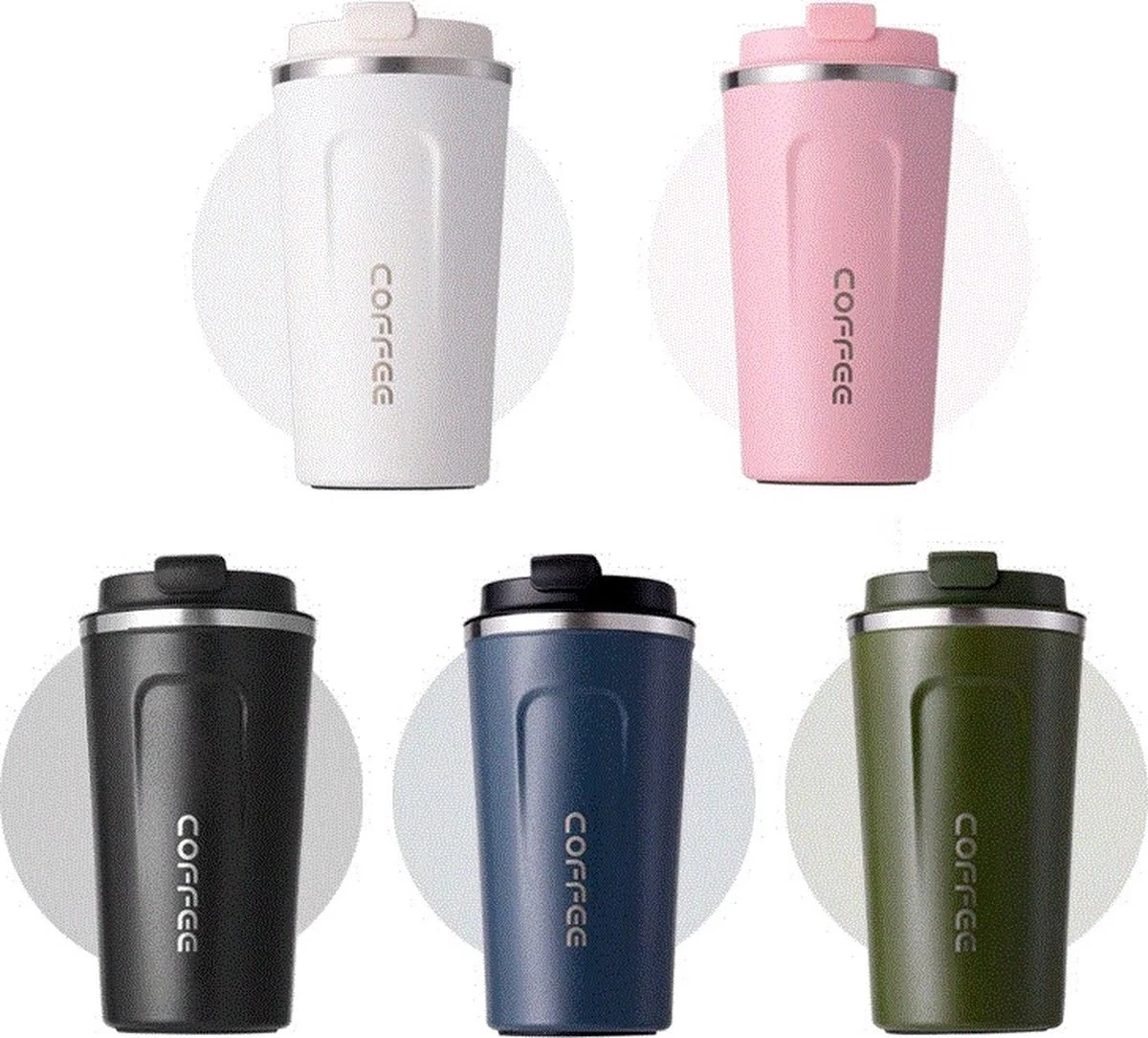 Koffiebeker To Go - RVS Thermosbeker - Drinkfles - Herbruikbare Koffiebeker - 500 Ml - Wit 3 Koffiebeker To Go - RVS Thermosbeker - Drinkfles - Herbruikbare Koffiebeker - 500 Ml - Wit