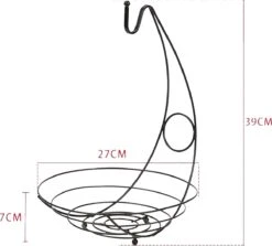 Merkloos Fruitmand Met Banaanhouder – Fruitschaal Zwart – Fruitmand Zwart Metaal – Bananenhouder – Fruitmand Hangend - Decoratieve Schaal – Keuken – 27x27x39 -Skimask 1200x1085 9