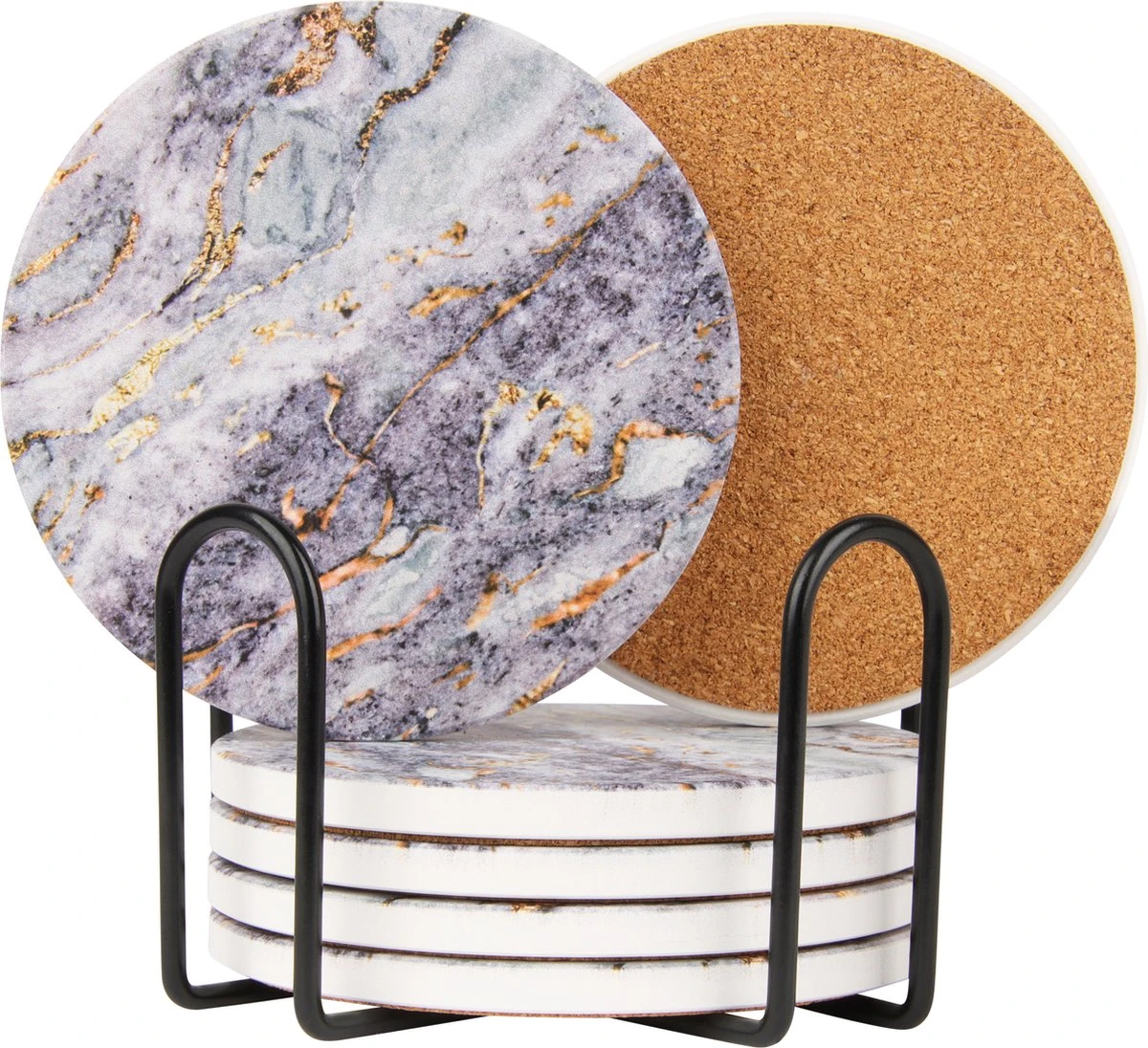 Castagnola Keramische Onderzetters Met Houder – Onderzetters Voor Glazen – Onderzetters Design – Onderzettersset – Drink Onderzetters – Keramisch – Kurk – Set Van 6 – Grijs/Goud 3 Castagnola Keramische Onderzetters Met Houder – Onderzetters Voor Glazen – Onderzetters Design – Onderzettersset – Drink Onderzetters – Keramisch – Kurk – Set Van 6 – Grijs/Goud