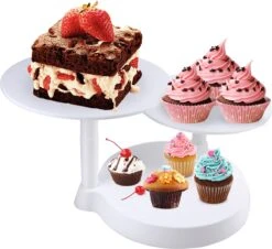 UTEN - Taartplateau Wit - Taartplateau 3 Lagen - Taartplateau Met Voet - Diameter Van Ø28cm,28cm,29cm - Afneembare Taartplateau - Ideaal Voor Het Snijden En Maken Van Taarten -Skimask 1200x1098 6