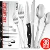 Strex Bestekset 6 Persoons - Zilver - 36-delig - Roestvrij Staal - Lepels, Messen, Vorken En Steakmessen - Hoogwaardige Kwaliteit -Skimask 1200x1101 2