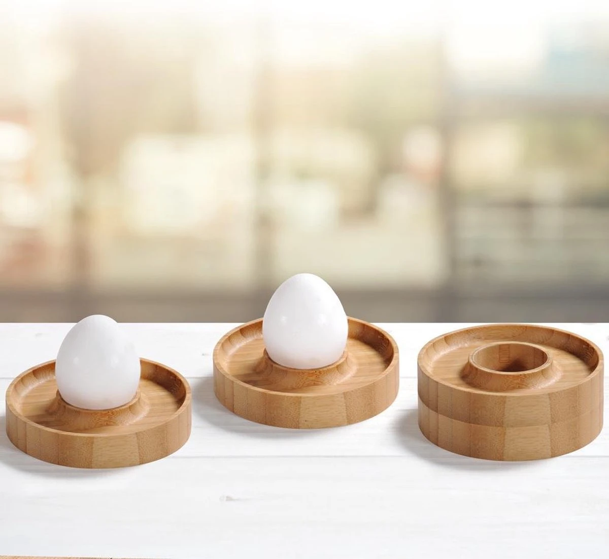 Merkloos FSC® Bamboe Houten - Eierdopjes Set Van 4 Stuks - Met Praktische Rand Voor Neerleggen Van De Eierschaal - Eierdoppen Set 4-Delig 3 Merkloos FSC® Bamboe Houten - Eierdopjes Set Van 4 Stuks - Met Praktische Rand Voor Neerleggen Van De Eierschaal - Eierdoppen Set 4-Delig