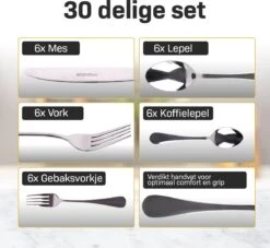 Grandlux Bestekset 6 Persoons 30-delig - Zilver Bestek - Messen, Vorken, Lepels - Cutlery Set - RVS 15 Grandlux Bestekset 6 Persoons 30-delig - Zilver Bestek - Messen, Vorken, Lepels - Cutlery Set - RVS -Skimask 1200x1103 2