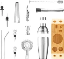 Mellian - Cocktail Set - 15-delige Cocktail Shaker Set - Inclusief Bamboe Standaard & Menukaart -Skimask 1200x1105 3