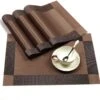 Vitamo™ Duurzame Placemats 4 Stuks - Hittebestendig - Makkelijk Schoon - Fijngeweven PVC - 30 X 45cm - Metallic Bruin