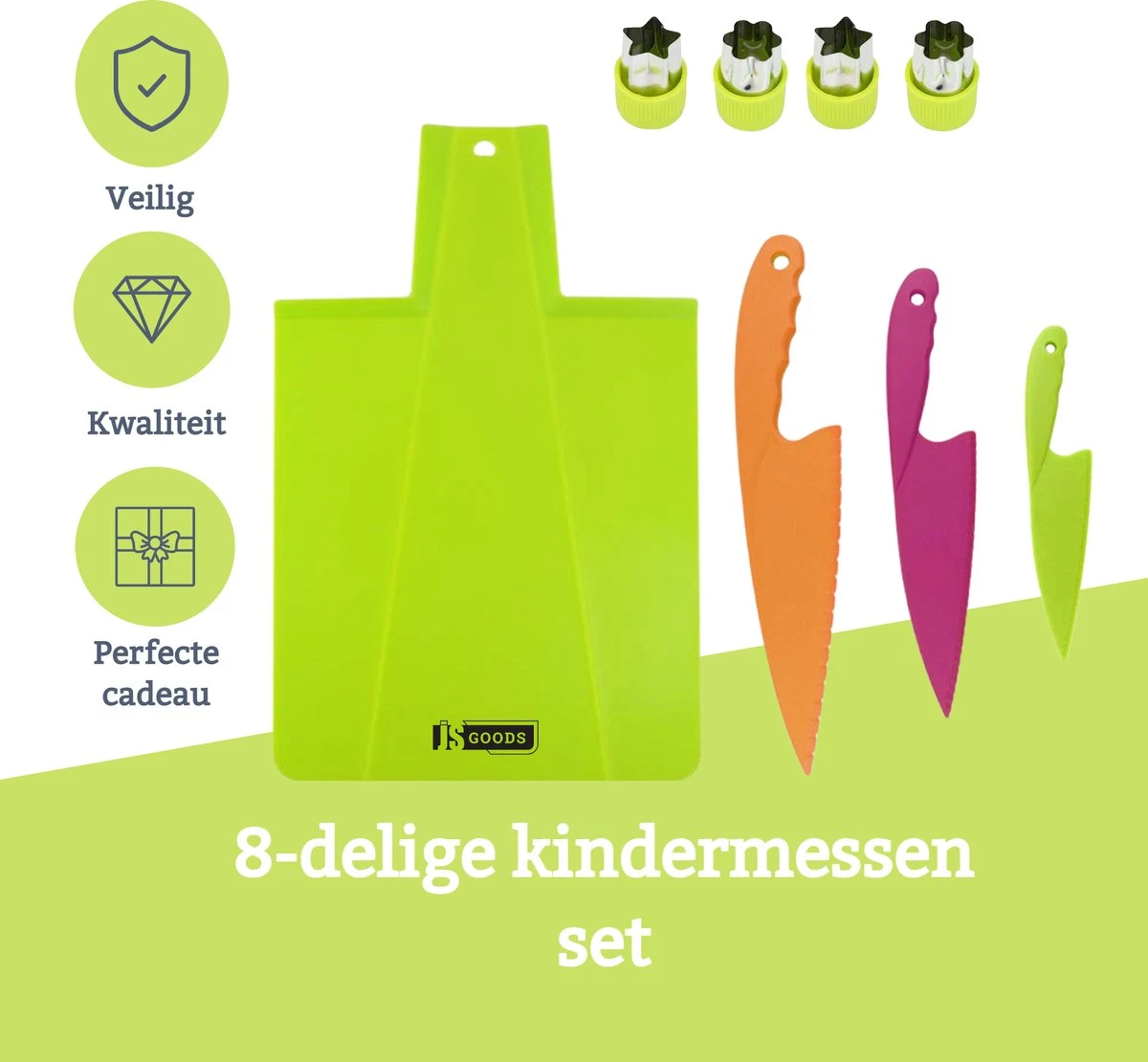 Kindermessen Set – 8 Delig - Kindvriendelijke Messen – Messenset Voor Kinderen – Kindermes - Gekleurde Kindermessen - Koken Met Kinderen - Kindermessen Set Met Snijplank – Uitsteekvormpjes 3 Kindermessen Set – 8 Delig - Kindvriendelijke Messen – Messenset Voor Kinderen – Kindermes - Gekleurde Kindermessen - Koken Met Kinderen - Kindermessen Set Met Snijplank – Uitsteekvormpjes