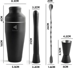 Perow - Cocktail Set - 10 Delig - Cocktail Shaker 600ml - Mat Zwart 13 Perow - Cocktail Set - 10 Delig - Cocktail Shaker 600ml - Mat Zwart -Skimask 1200x1111 7
