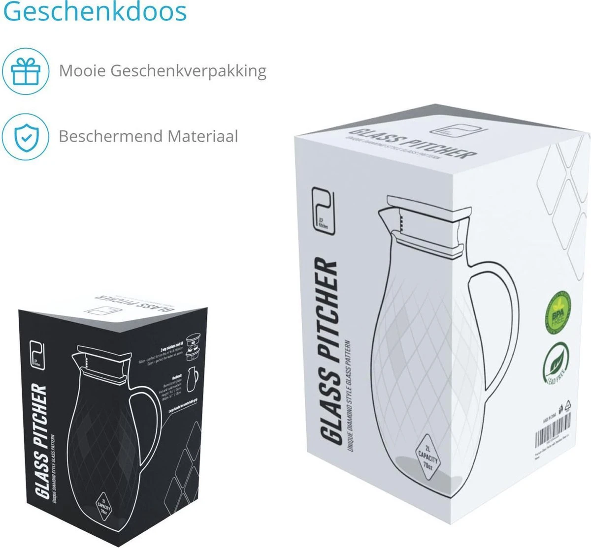JCPKitchen Waterkan Met Filter - 2L - Glas 7 JCPKitchen Waterkan Met Filter - 2L - Glas - Afbeelding 5