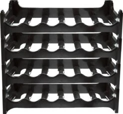 Kunststof Wijnflessen Rek/wijnrek Stapelbaar Voor 24 Flessen - Cosy And Trendy - ZWART
