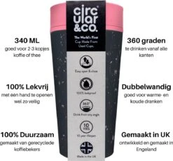 Circular&Co. Herbruikbare To Go Koffiebeker (rCUP) Zwart/roze 12oz/340ml -Skimask 1200x1114 7