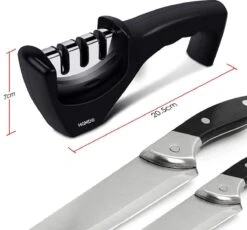 HGMD® Luxe Messenslijper - 3 Standen - Zwart - Antislip - Scharenslijper - Messen Slijper - Knife Sharpener -Skimask 1200x1115