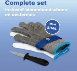 Nimma® Oesterhandschoen - Oesterset - Inclusief Oestermes En Binnenhandschoen - Veilig Snijden - Maat S/M/L - RVS -Skimask 1200x1116 1