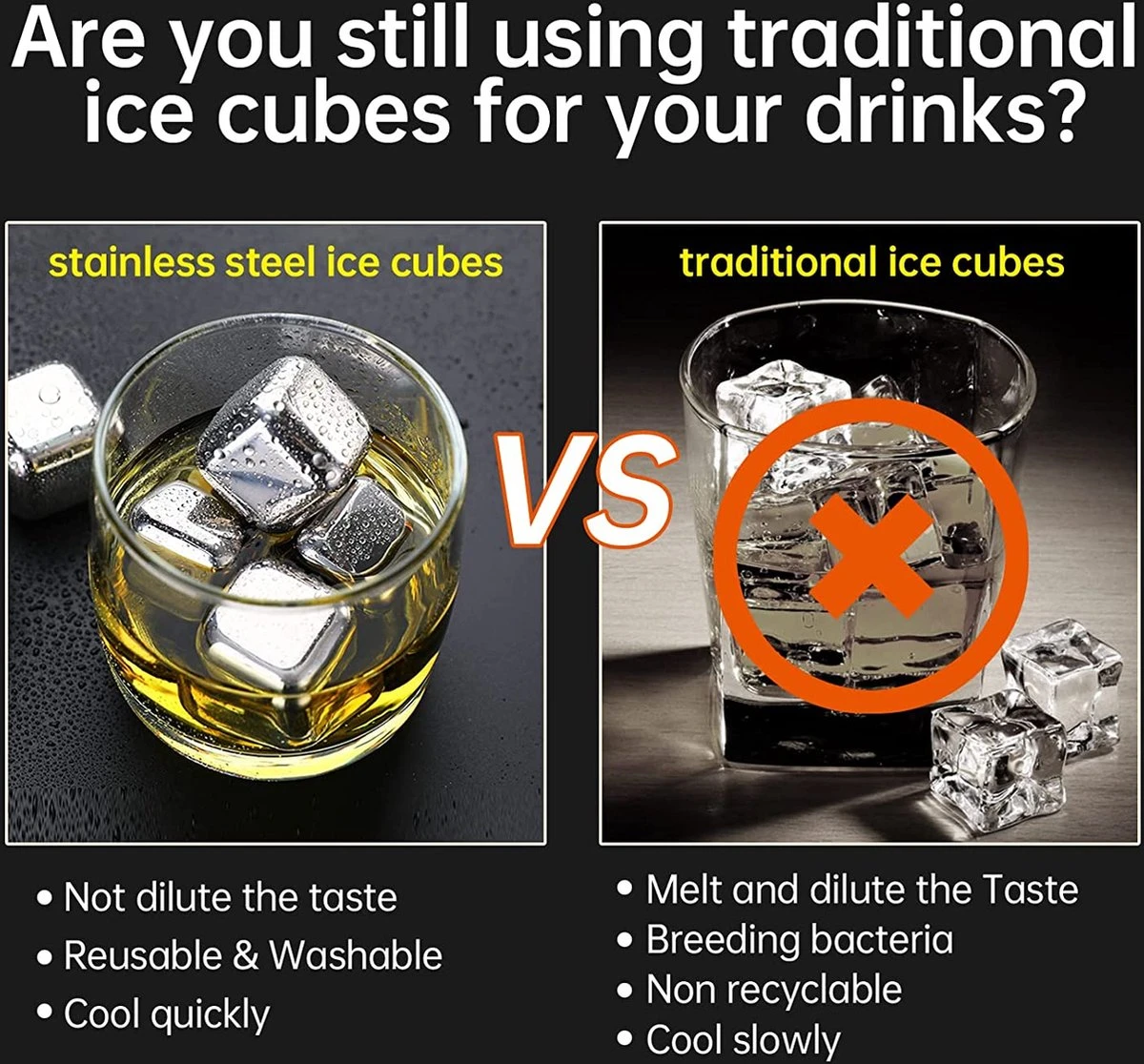 BOTC RVS Whiskey Stones Set - 9 Delig Whisky Stenen Met Ijs Tang - Herbruikbare Ijsblokjes - Metalen Ice Cubes Herbruikbaar 6 BOTC RVS Whiskey Stones Set - 9 Delig Whisky Stenen Met Ijs Tang - Herbruikbare Ijsblokjes - Metalen Ice Cubes Herbruikbaar - Afbeelding 4