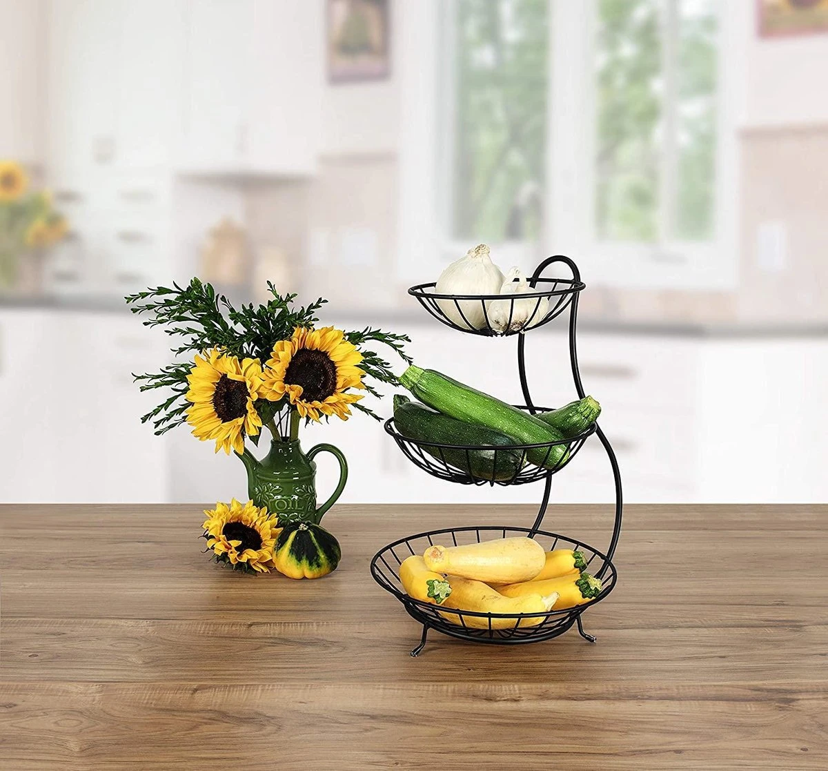 Fruitschaal - Etagere 3 Laags – Fruitmand Metaal - Schaal Decoratie - Voor Fruit / Groente / Snacks / Brood – RVS - 48 X 33 X 33 Cm 7 Fruitschaal - Etagere 3 Laags – Fruitmand Metaal - Schaal Decoratie - Voor Fruit / Groente / Snacks / Brood – RVS - 48 X 33 X 33 Cm - Afbeelding 5