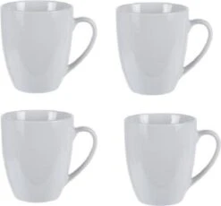 Excellent Houseware Set Van 4x Stuks Bekers/mokken Wit 380 Ml Van Porselein - Melkbekers -Skimask 1200x1117 7