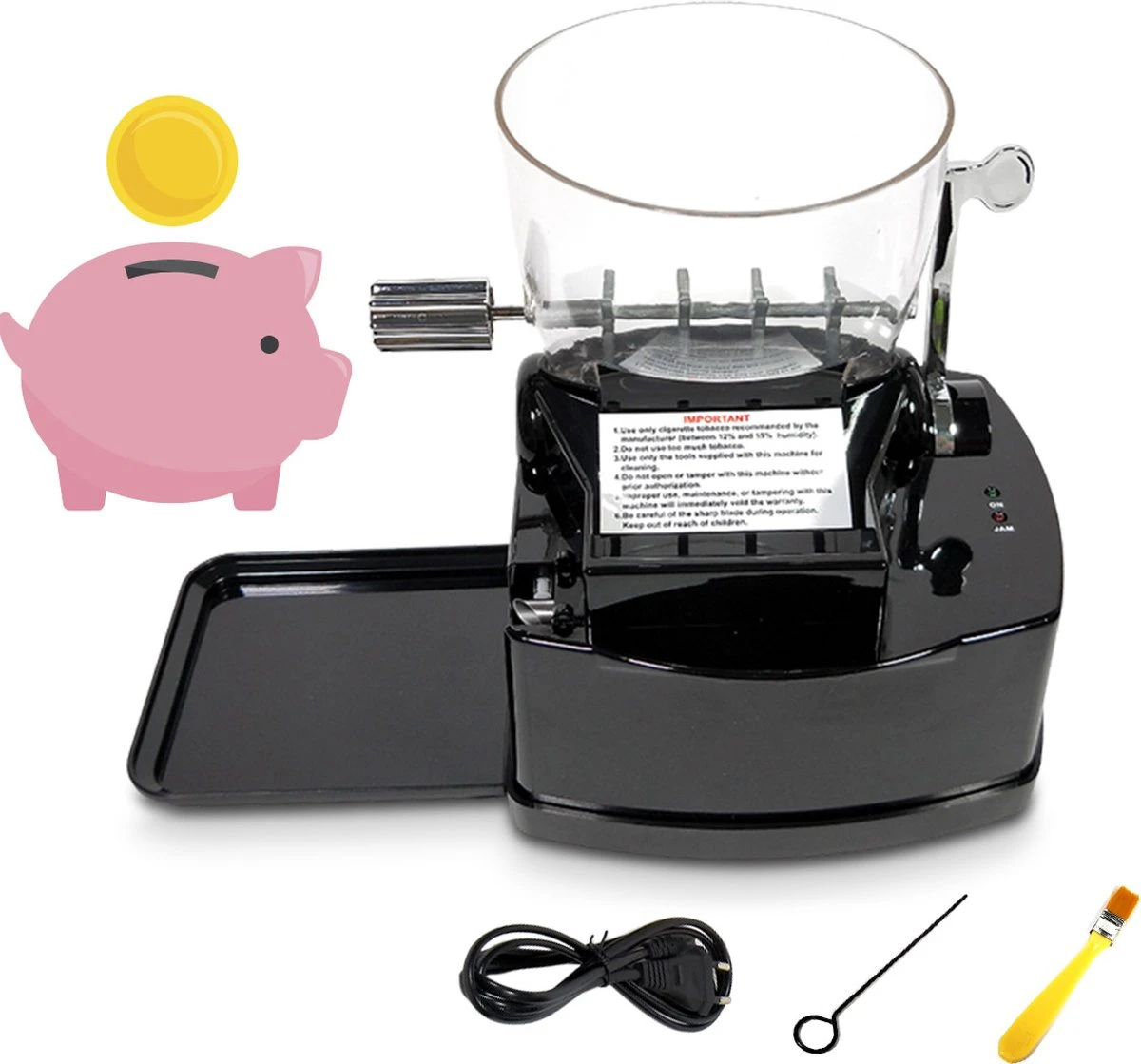 Rock&Rose Elektrische Sigarettenmaker - Inclusief Borsteltje - Sigarettenmakers - Sigarettenmachine - Electrische - Hulzenstopper - Zwart 3 Rock&Rose Elektrische Sigarettenmaker - Inclusief Borsteltje - Sigarettenmakers - Sigarettenmachine - Electrische - Hulzenstopper - Zwart