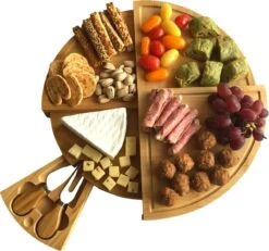 Jarif - Borrelplank - Tapasplank - Kaasplank - Serveerplank - Uitschuifbaar - Bamboe - Met Rvs Mesjes - 36 Cm -Skimask 1200x1121 17