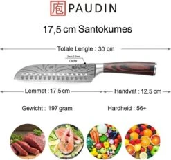 PAUDIN N5 Professioneel RVS Japans Santoku Mes - 17,5 Cm - Hoogwaardig Roestvast Duits Carbonstaal - Damascus Patroon - Cadeau Tip 17 PAUDIN N5 Professioneel RVS Japans Santoku Mes - 17,5 Cm - Hoogwaardig Roestvast Duits Carbonstaal - Damascus Patroon - Cadeau Tip -Skimask 1200x1122 1